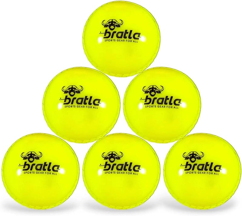 Bratla Wind Cricket Balls - Soft Training Practice Cricket Air Balls for Coaching Indoor & Outdoor - Blue Orange Neon/Yellow Pack of 6 - Image 3